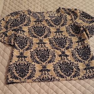 Elegant Black and Gold Patterned Women's Top